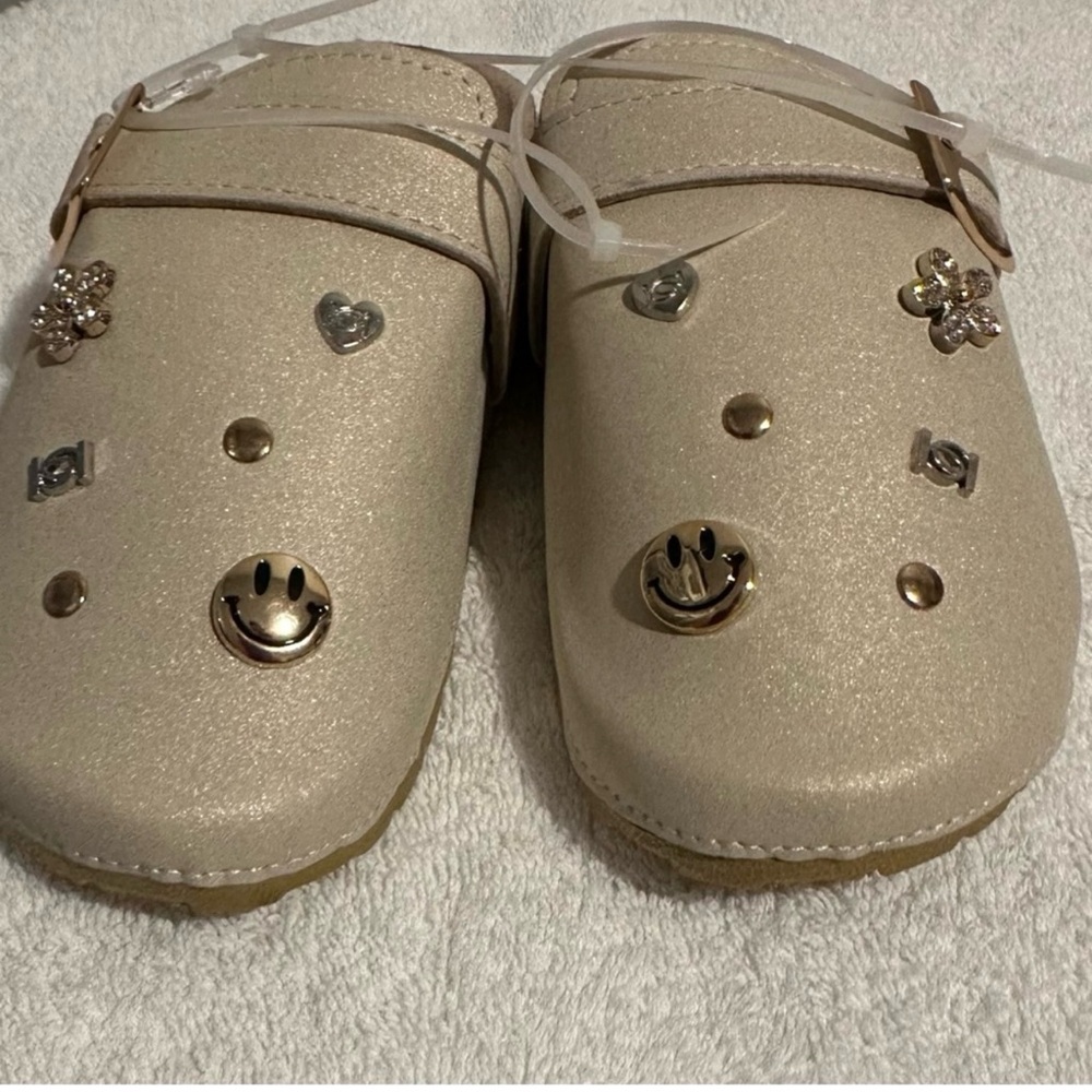 Stylish Cream Kids Shoes with Decorative Charms